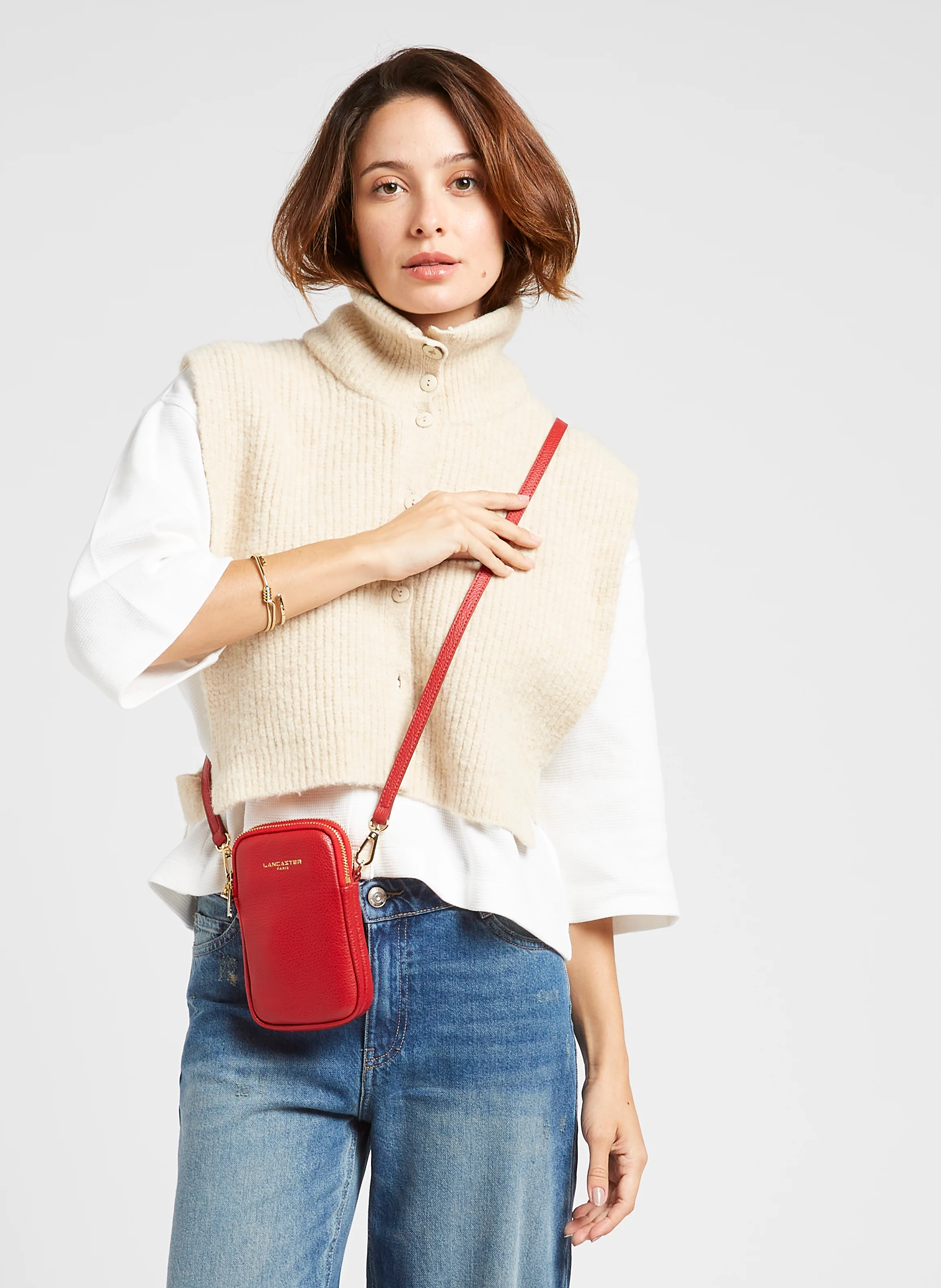 DUNE - Pochette pour téléphone en cuir| Rouge