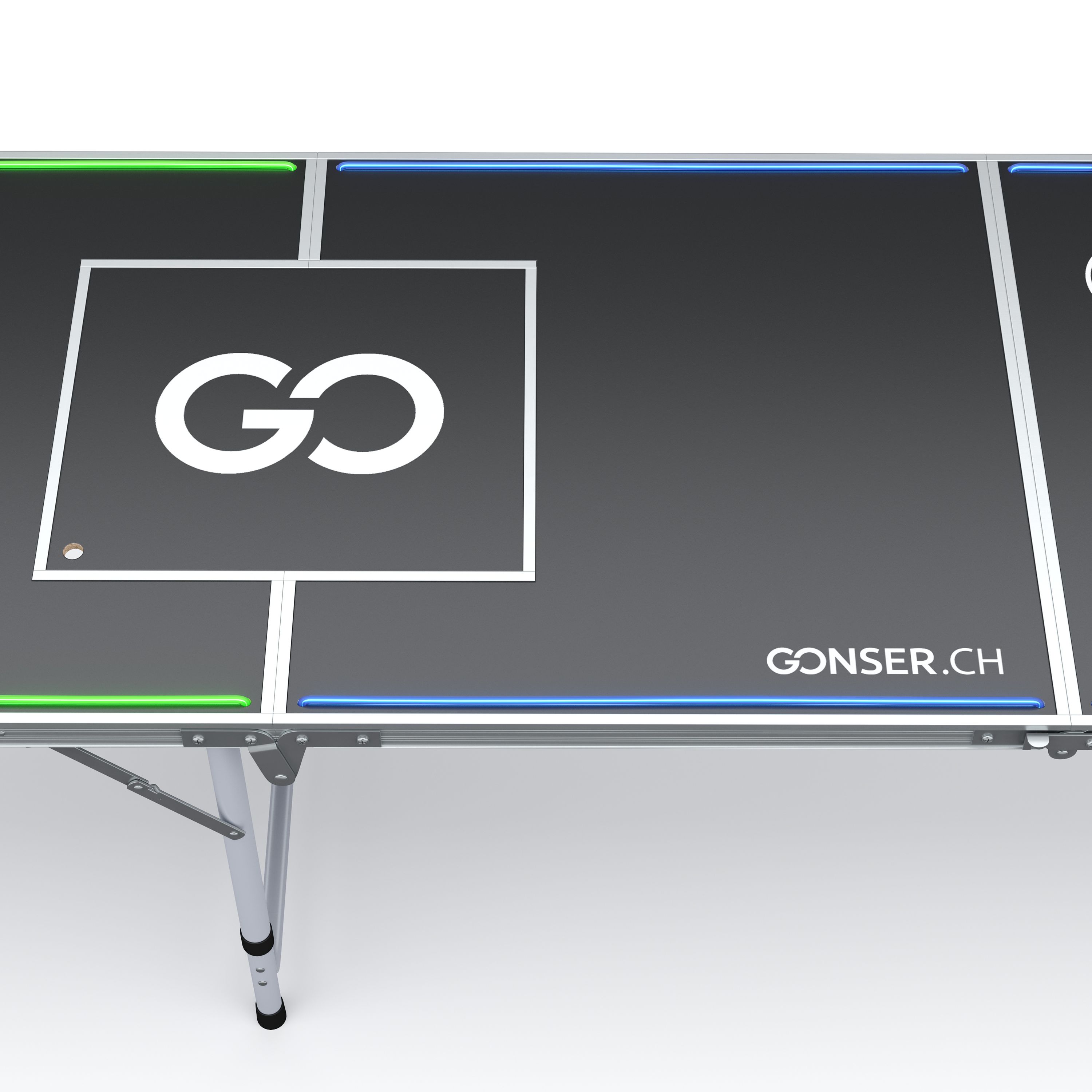 LED Beer-Pong Tisch mit Kühltasche 240 x 60 cm