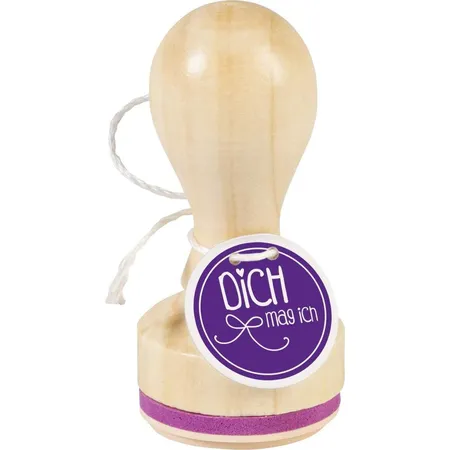 Knorr Prandell Stempel aus Holz, rund Motivgröße ca. Ø 3,2 cm, Motiv: Dich mag ich