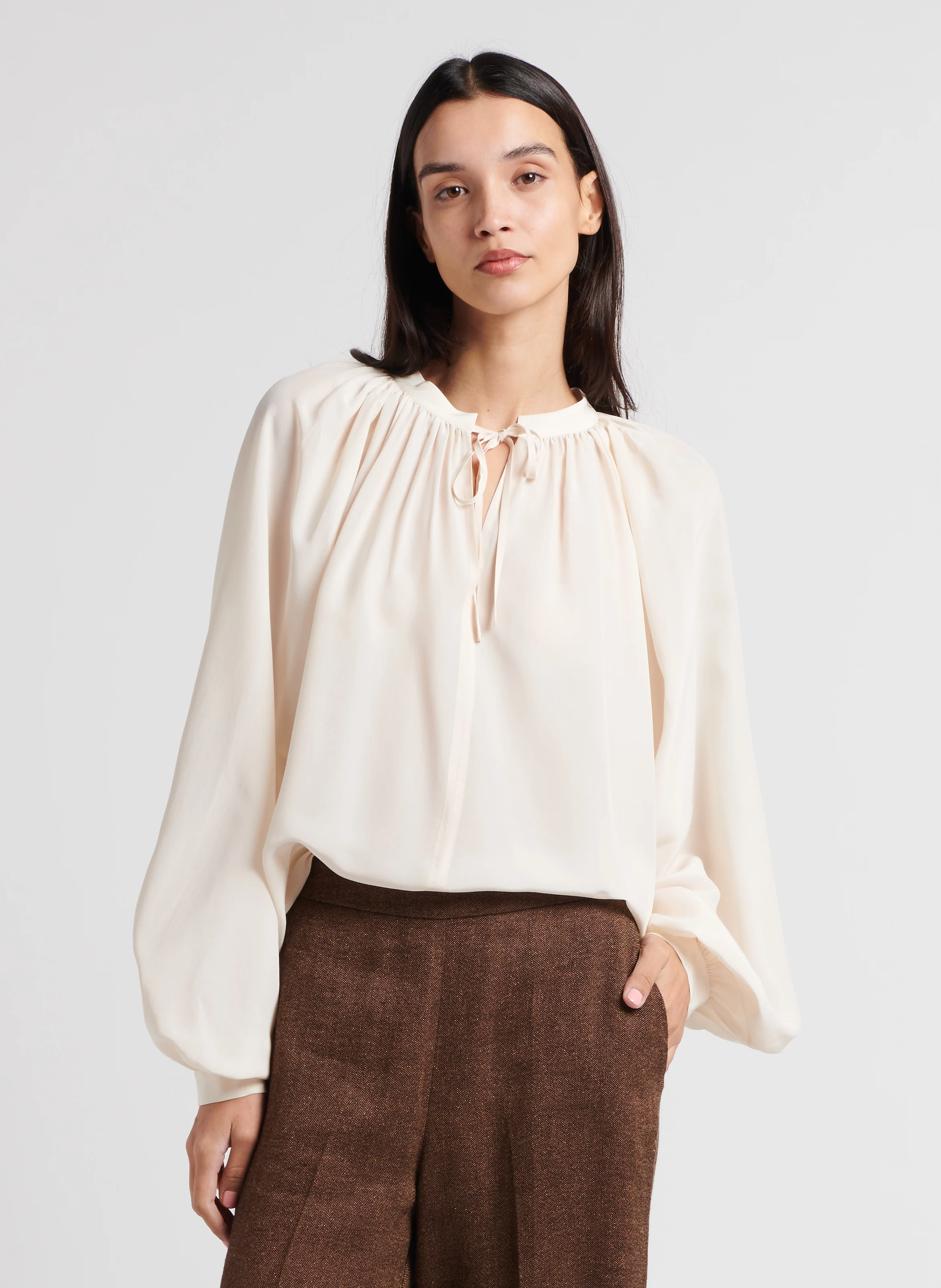 ALLORO - Top oversize à col V | Beige