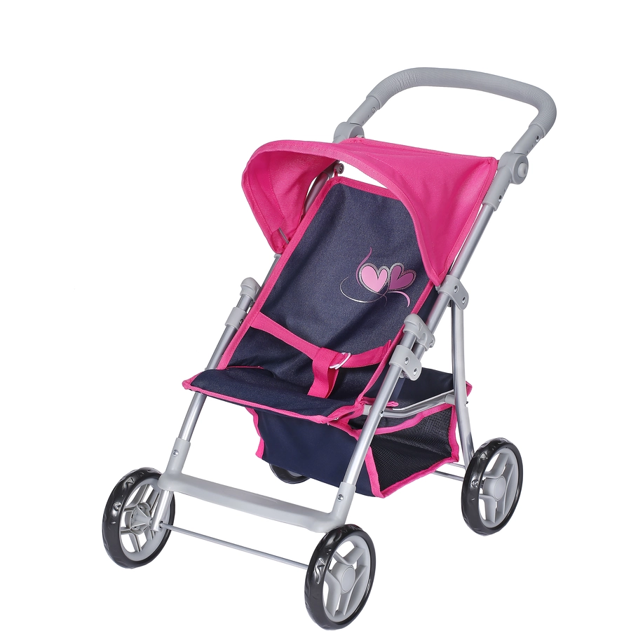 knorr toys® Puppenbuggy Liba - flying hearts blue pink blau