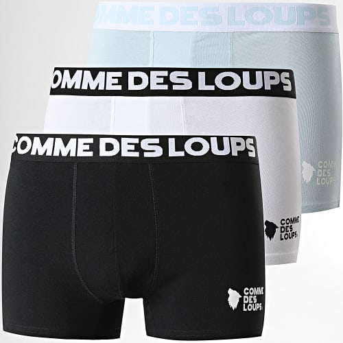 Lot De 3 Boxers Classic Noir Blanc Bleu Ciel