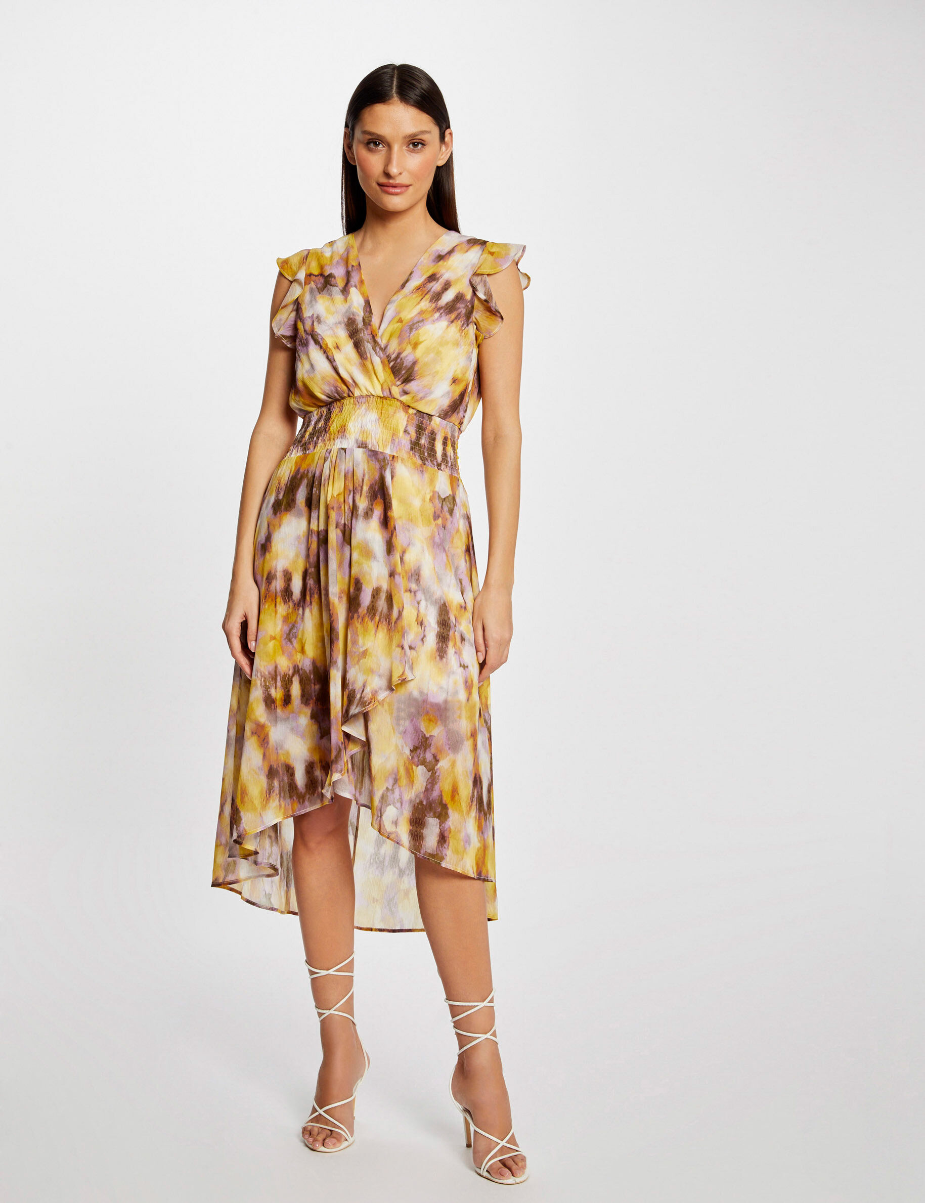 Robe midi cintrée imprimé abstrait multico femme - multico