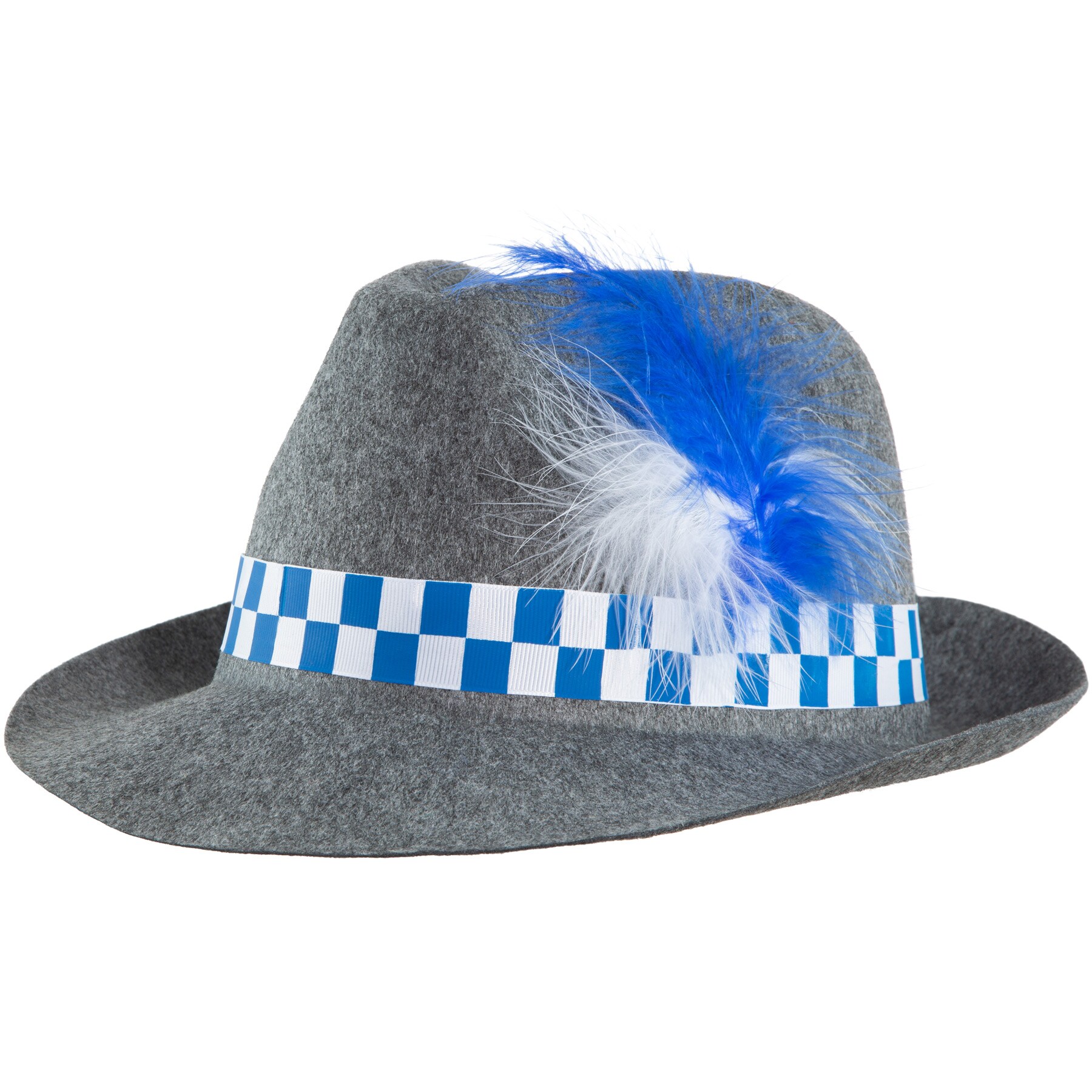 tectake® Grauer Trachtenhut blau-weiß