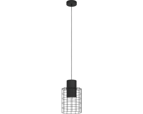 Hanglamp, 1-lichts, HxØ 110x20 cm, zwarte cilinder, zwarte buitenkant, witte binnenkant