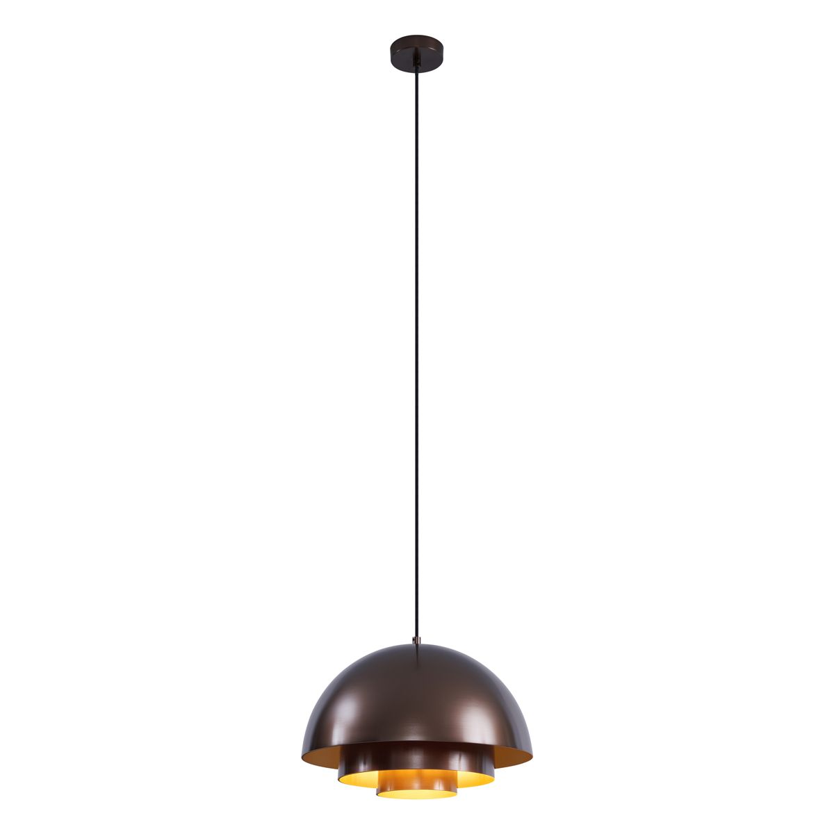 Scandinavische hanglamp donkerbrons met gouden binnenkant - Loes
