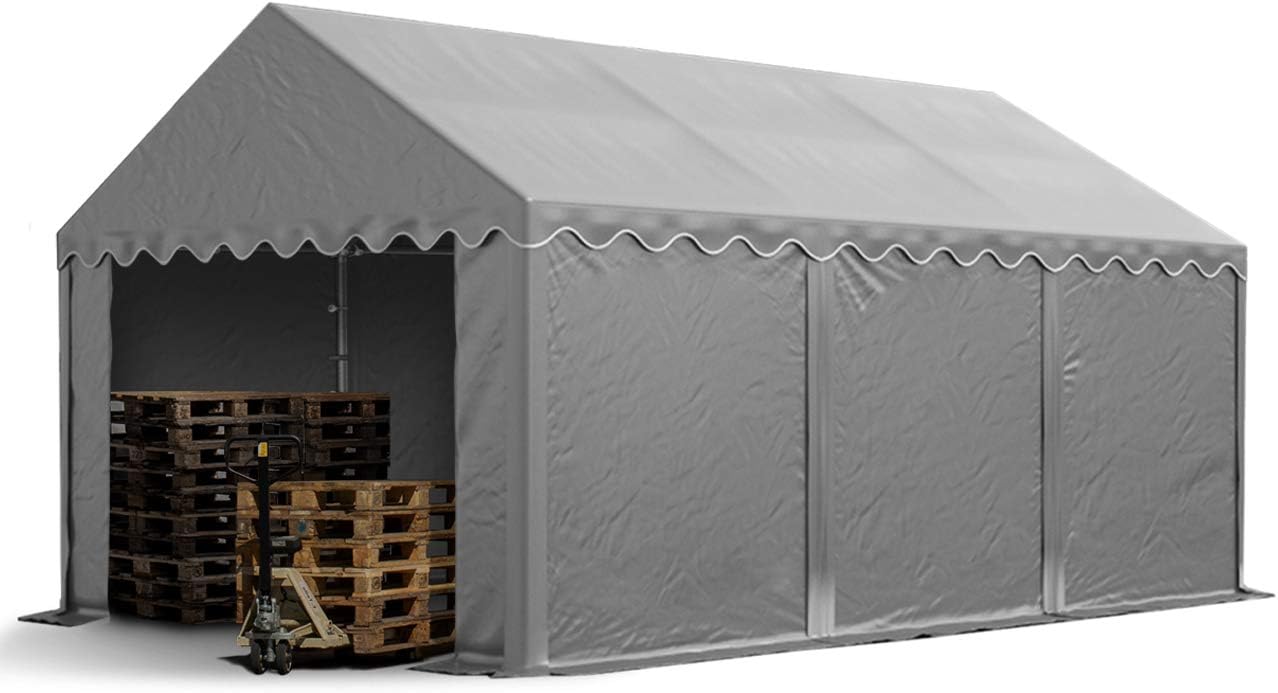 TOOLPORT Lagerzelt 4x6 m Zelthalle Unterstand Weidezelt PVC Plane 700 N wasserdicht in grau