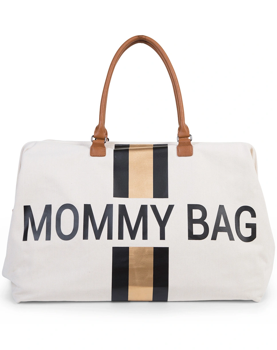 Wickeltasche MOMMY BAG GOLDSTRIPE (55x30x40) in offwhite