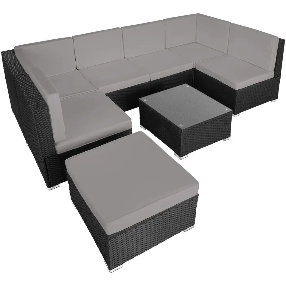 tectake - Loungeset Venetië - wicker - zwart