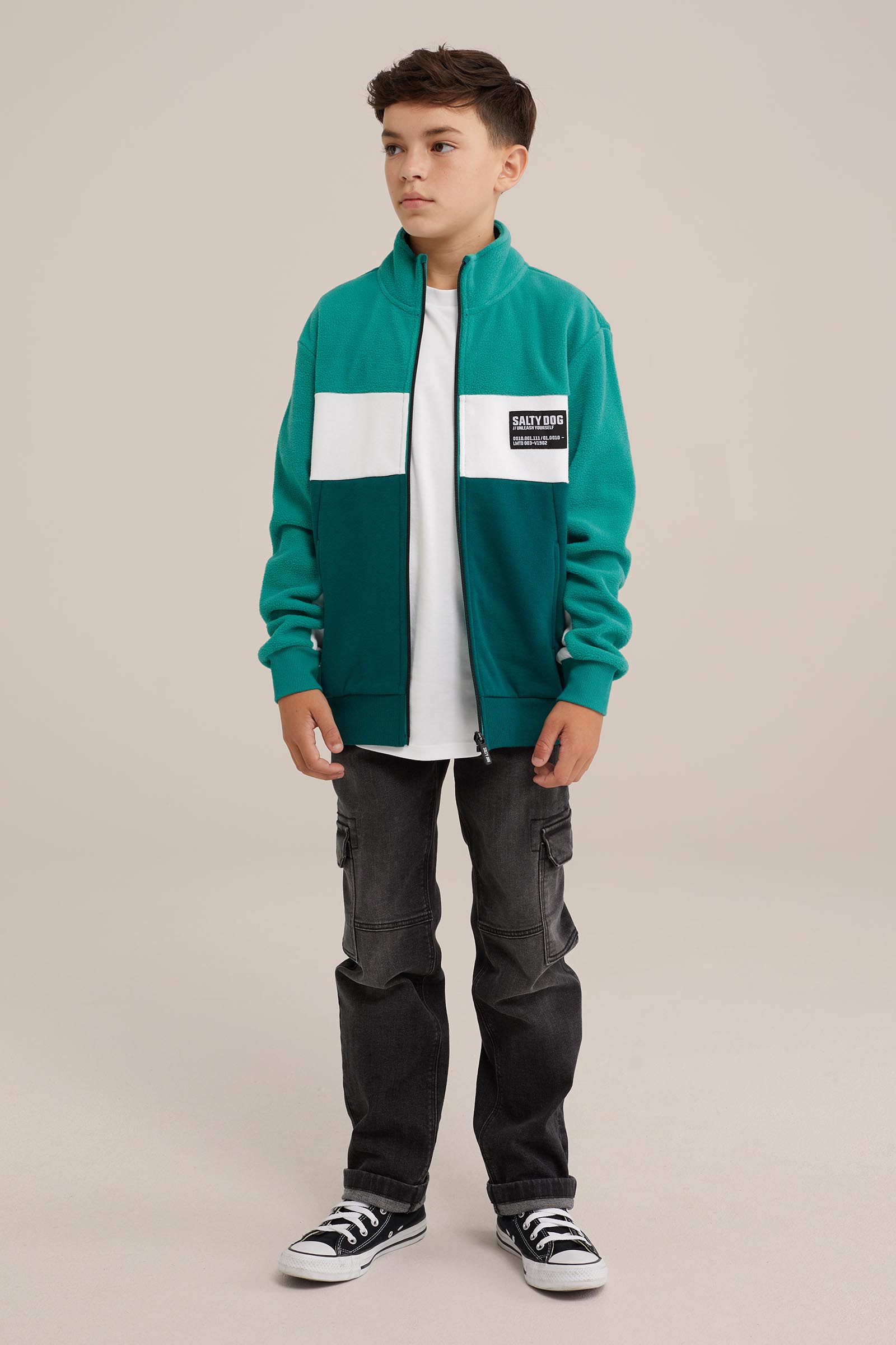 Jongens vest met colourblock Salty Dog Groenblauw