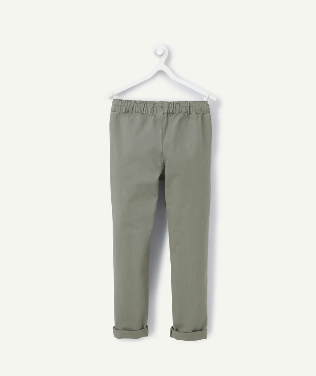 pantalon slim garçon en coton bio kaki