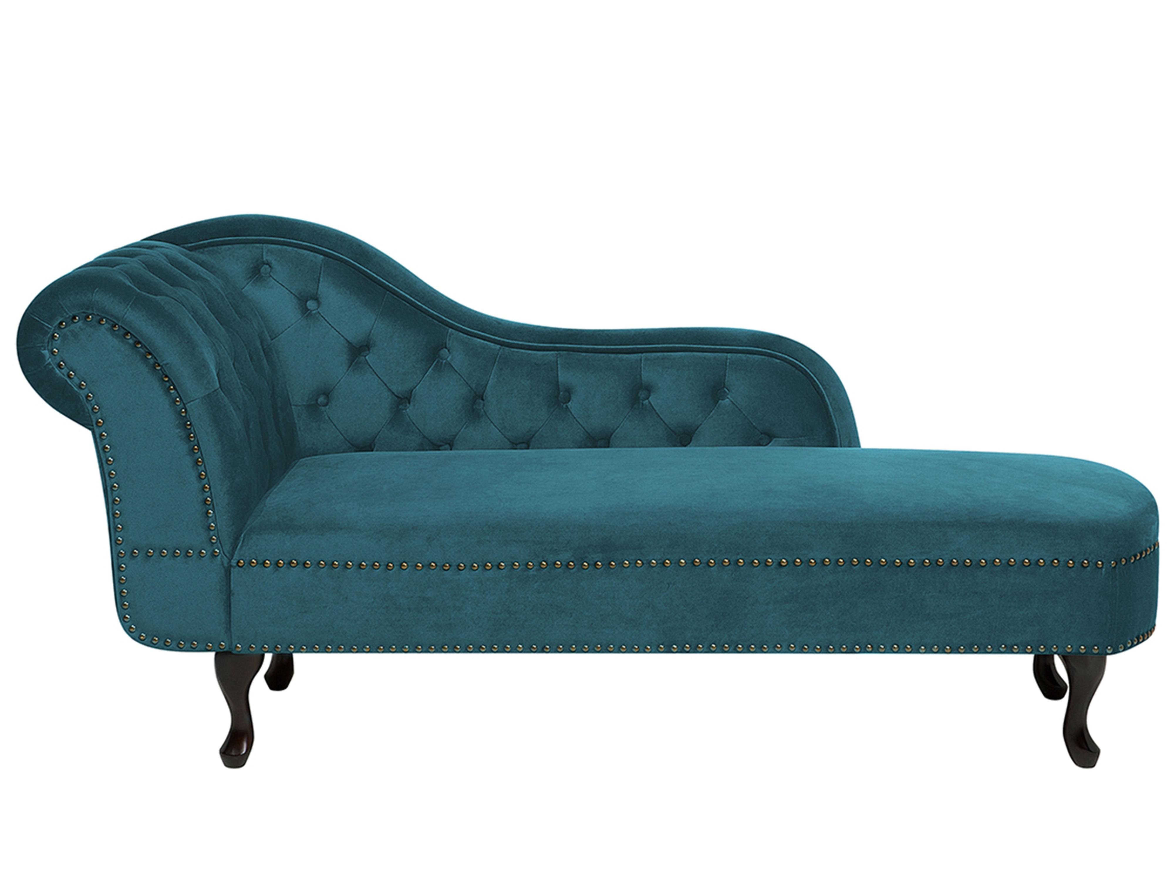 Linkszijdige chaise longue NIMES Fluweel Groenblauw