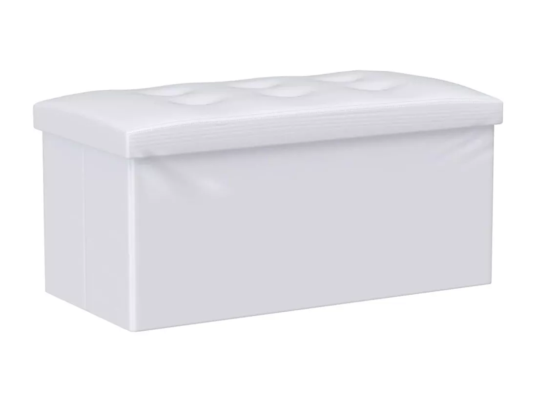 Mobili Rebecca Pouf Coffre de rangement Banc Rectangle Blanc Stokage 38x76x38