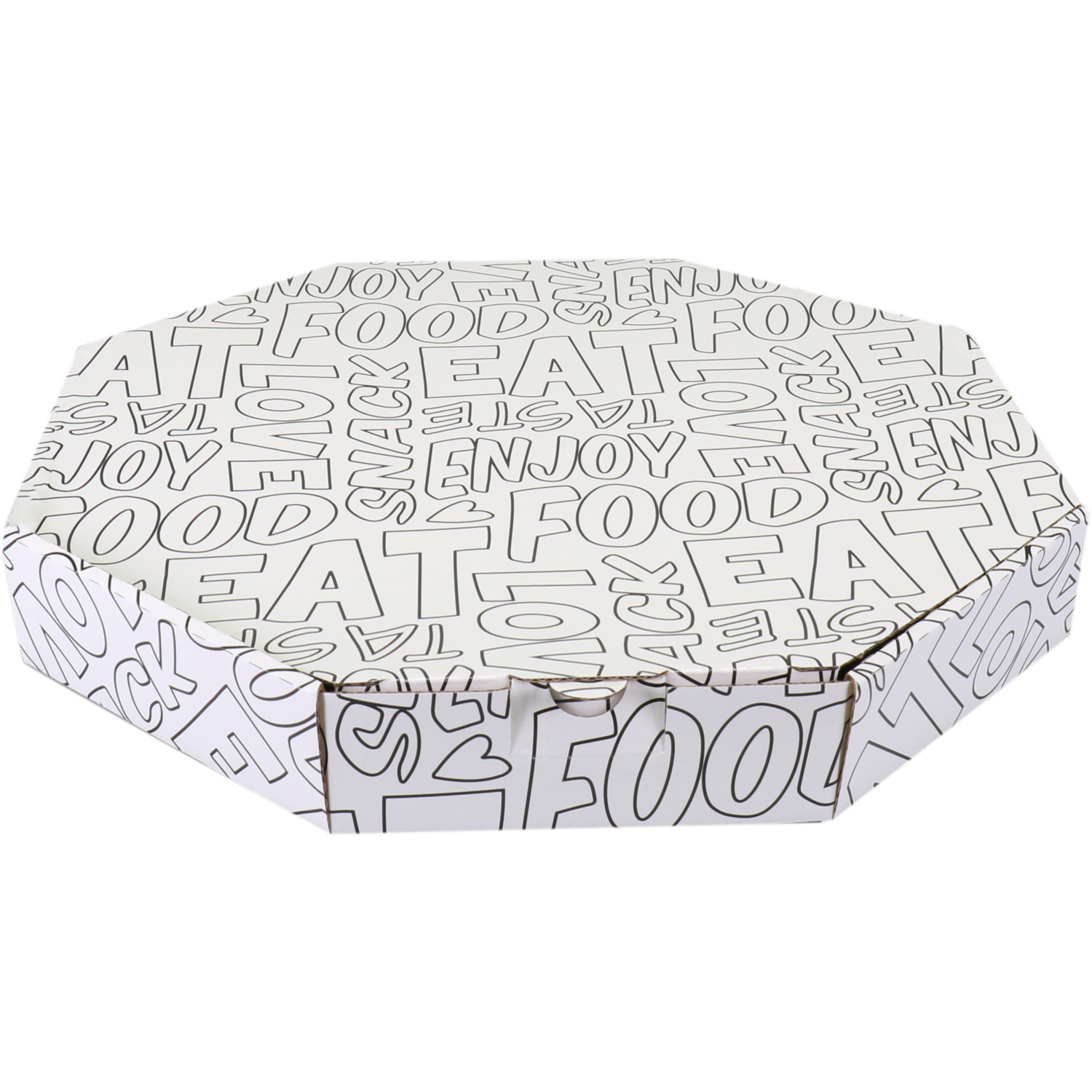 Bezorgdoos, Words, golfkarton, 320x320x45mm, wit/zwart