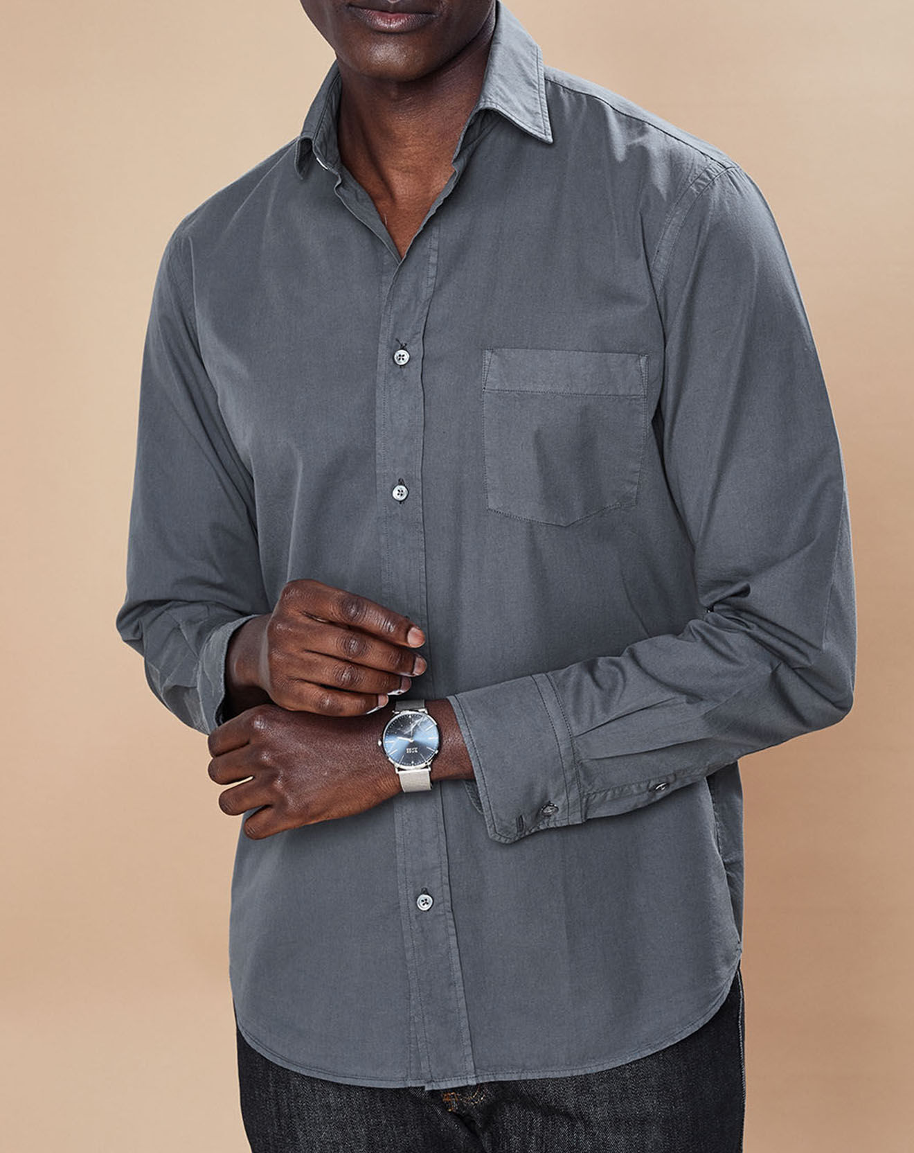 Hartford Chemise Regular Paul Pat charbon