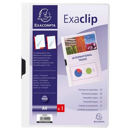 Exacompta Klemmmappe Euro Clip, A4, weiß