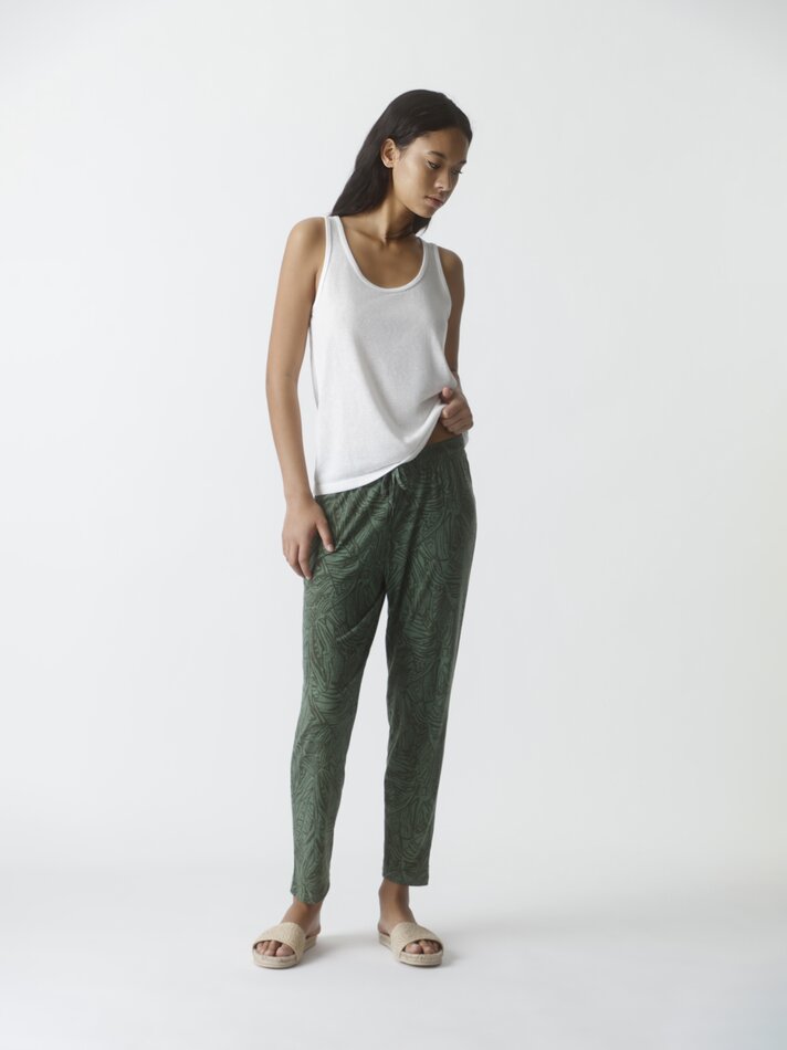 Calças fluidas com amarração - Verde Grama