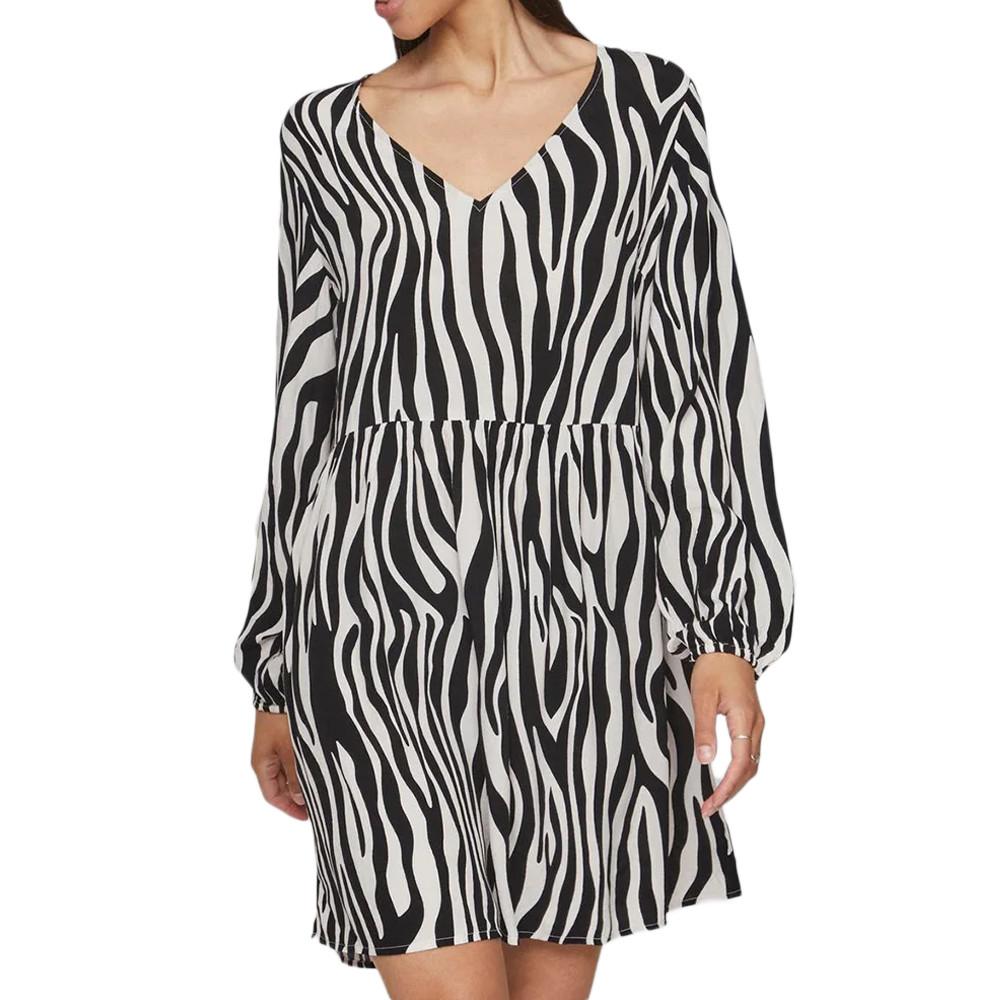 Vila Robe Noire/Blanche à Motifs Femme Vila Vifini