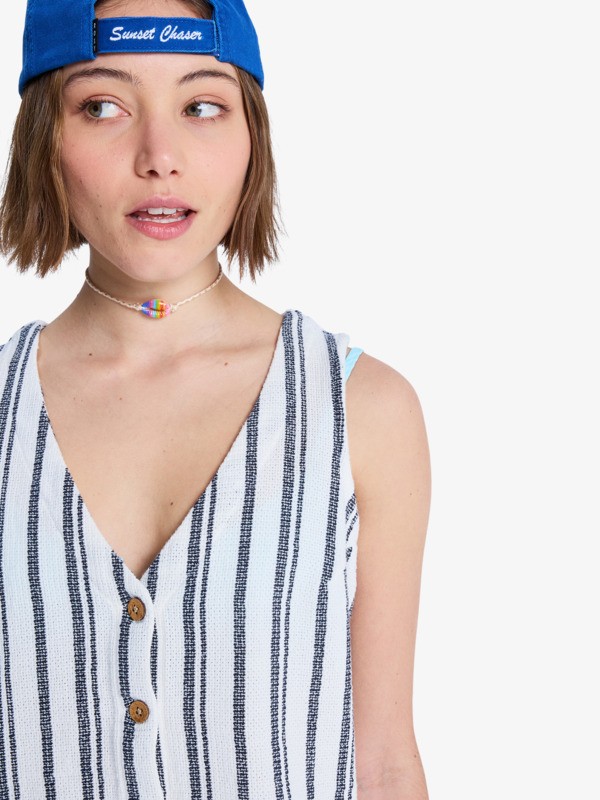 Sunbaked Spirit Top sans manches boutonné Blanc Femme