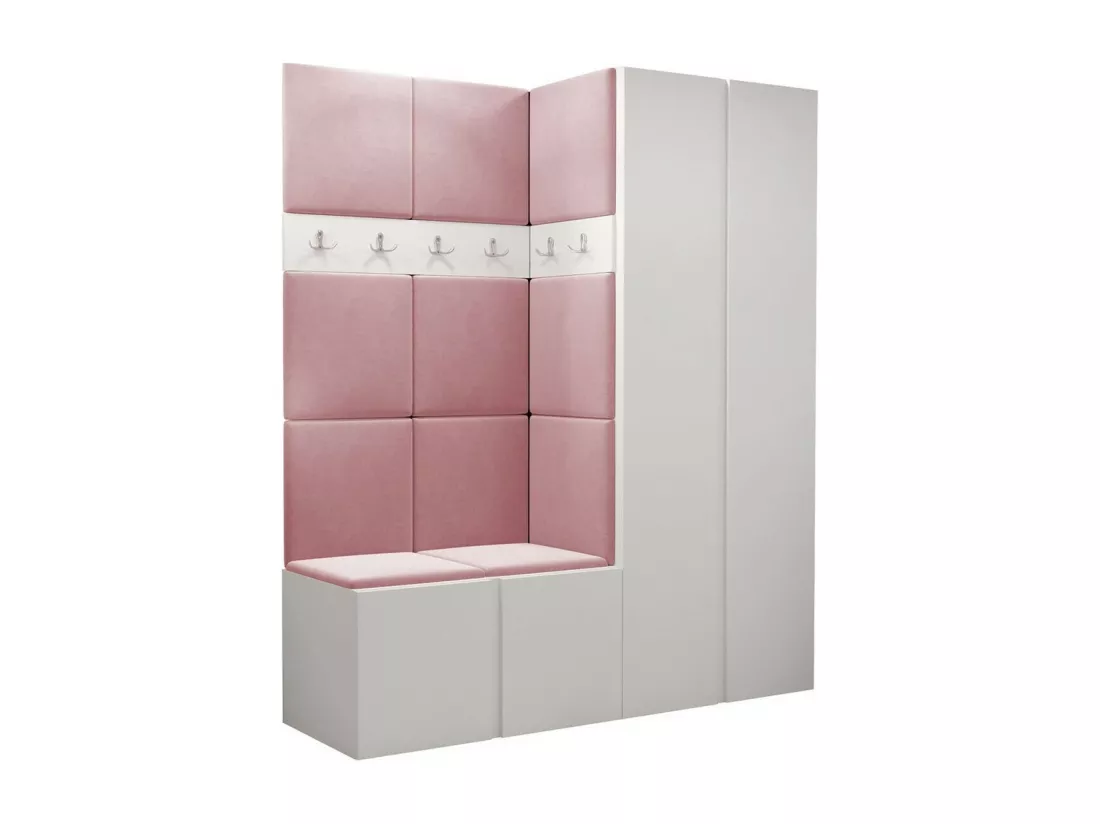 Meuble d'entrée Hartford 266, 186x158x46cm, Blanc, Tapisserie|Stratifié