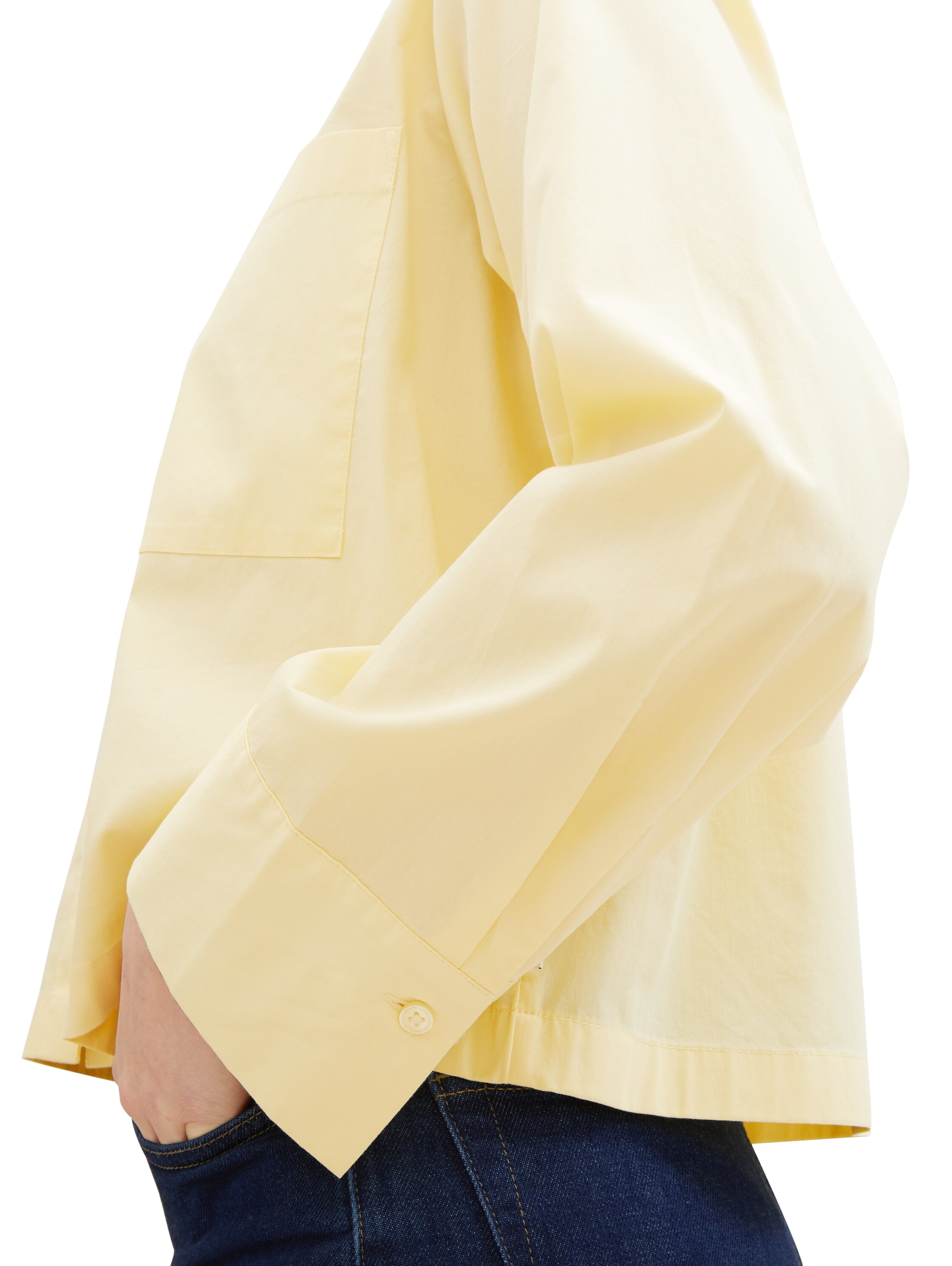 TOM TAILOR Denim Hemdbluse , mit Kellerfalte im Oversize-Look und extra kurz