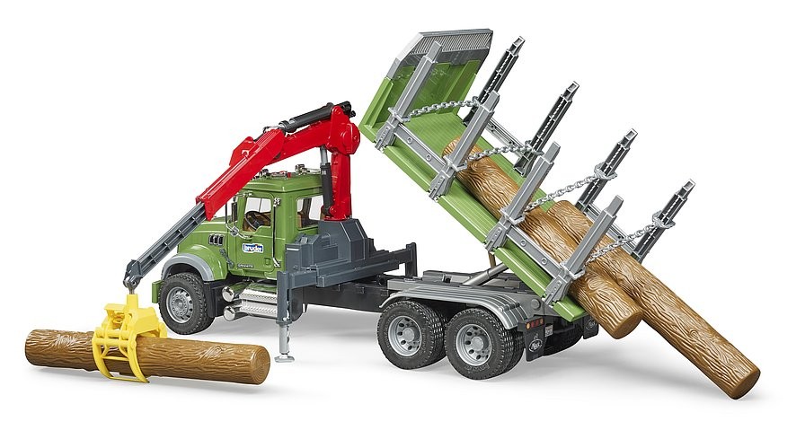 Bruder - MACK Granite Timber lastbil med læssekran og 3 kufferter (02824)