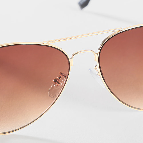 Lunettes De Soleil Doré Marron Dégradé