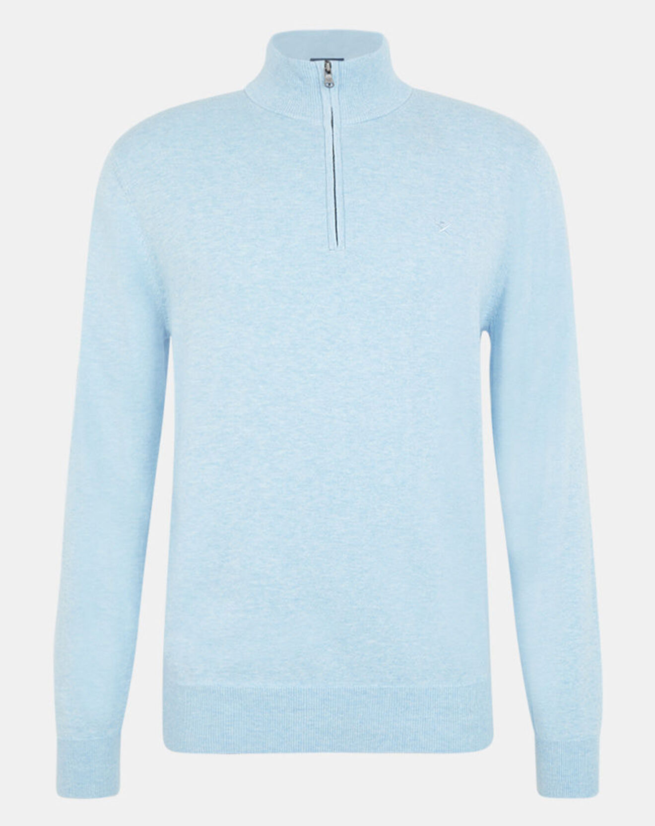 Hackett London Pull en Coton & Soie zippé bleu ciel