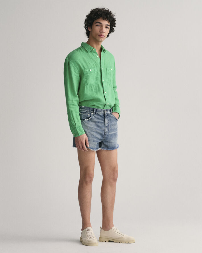 Gant RAW HEM JEANS SHORTS Semi light blue worn in