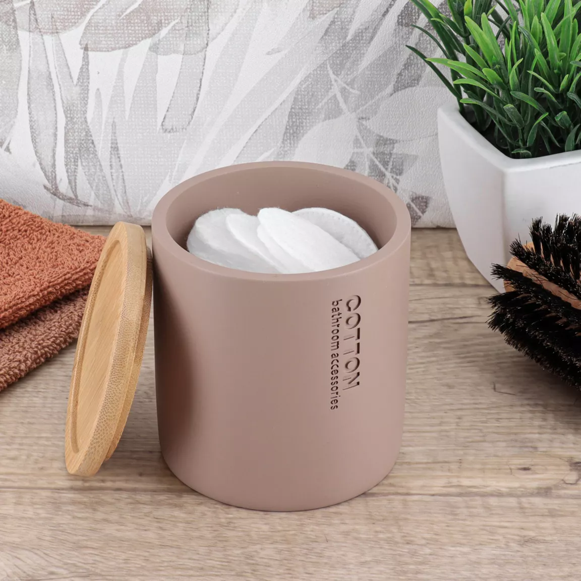 Boite à coton Purebamboo Cappuccino