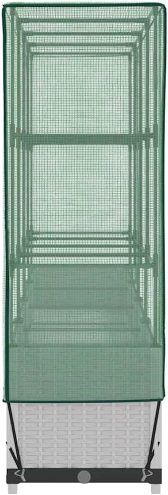 vidaXL Hochbeet mit Gewächshaus-Aufsatz, Pflanzbeet mit Eisenrohr-Rahmen, Gemüsebeet für Garten Terrasse Balkon, Pflanzkasten Frühbeet, Rattan-Optik