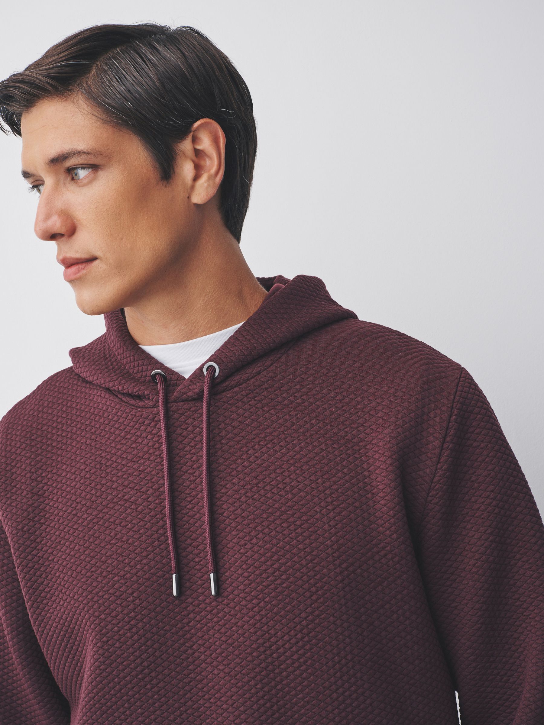 Bordeauxrood - Pullover-hoody met textuur