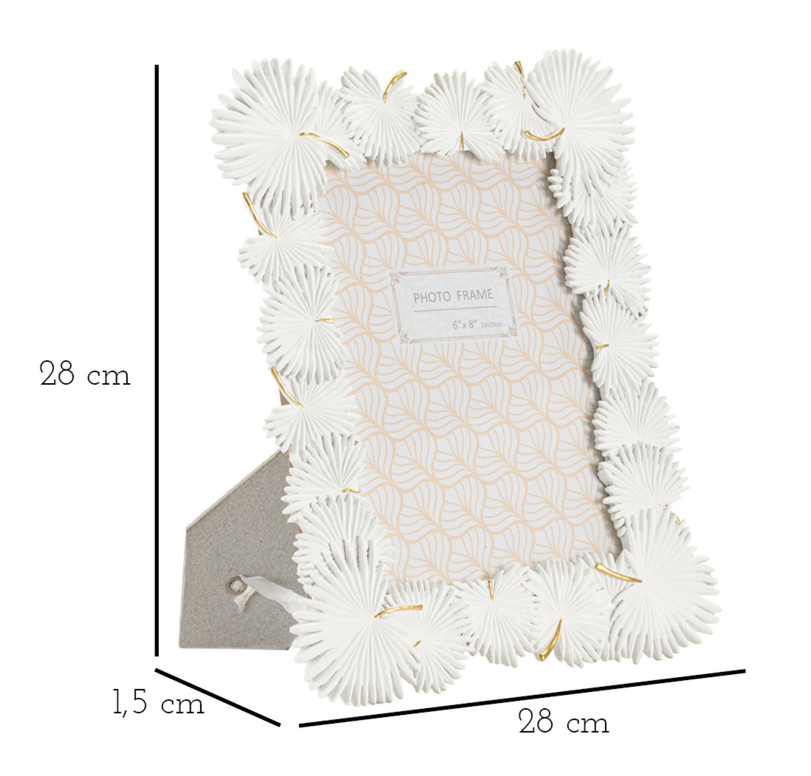 Witte harslijst met bladeren 22,7x1,5x28 cm
