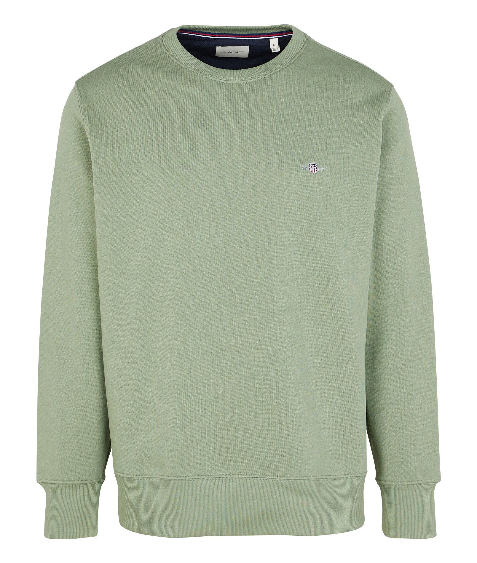 Sweatshirt col rond en coton mélangé| Vert