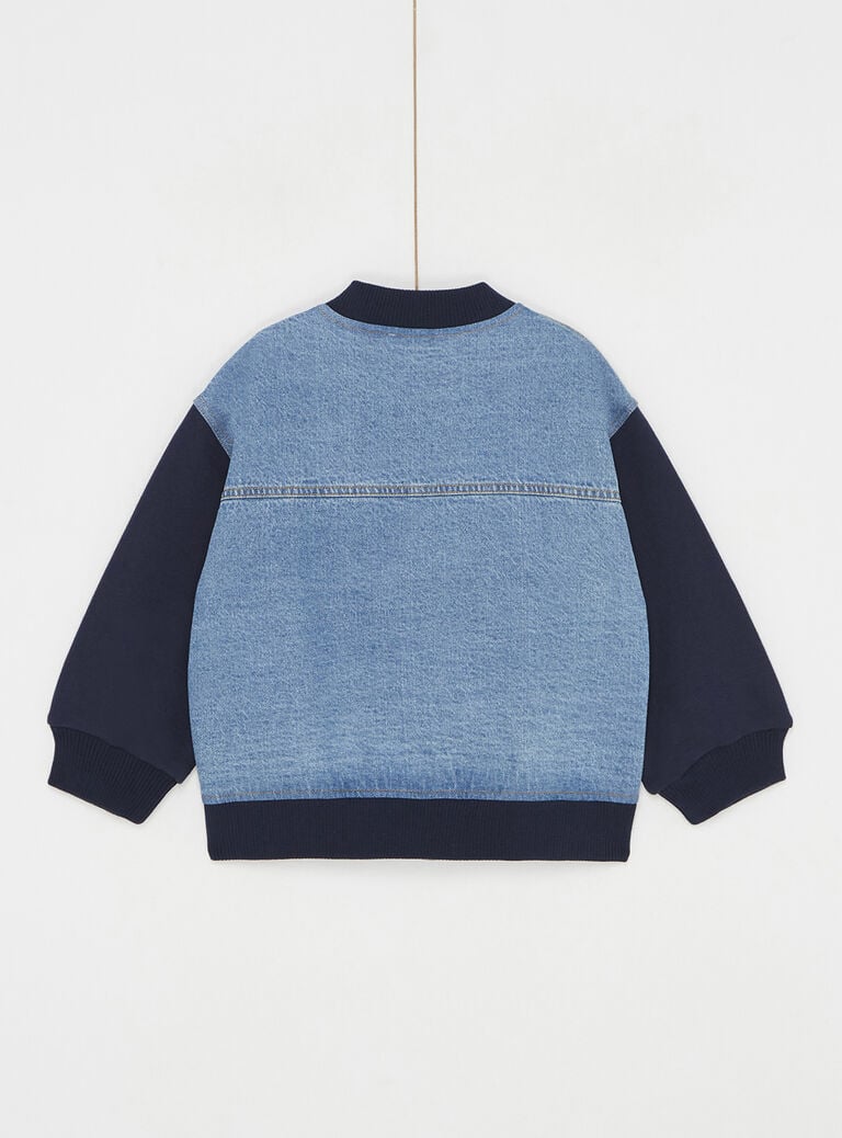 Veste bi matière en denim et molleton pour garçon