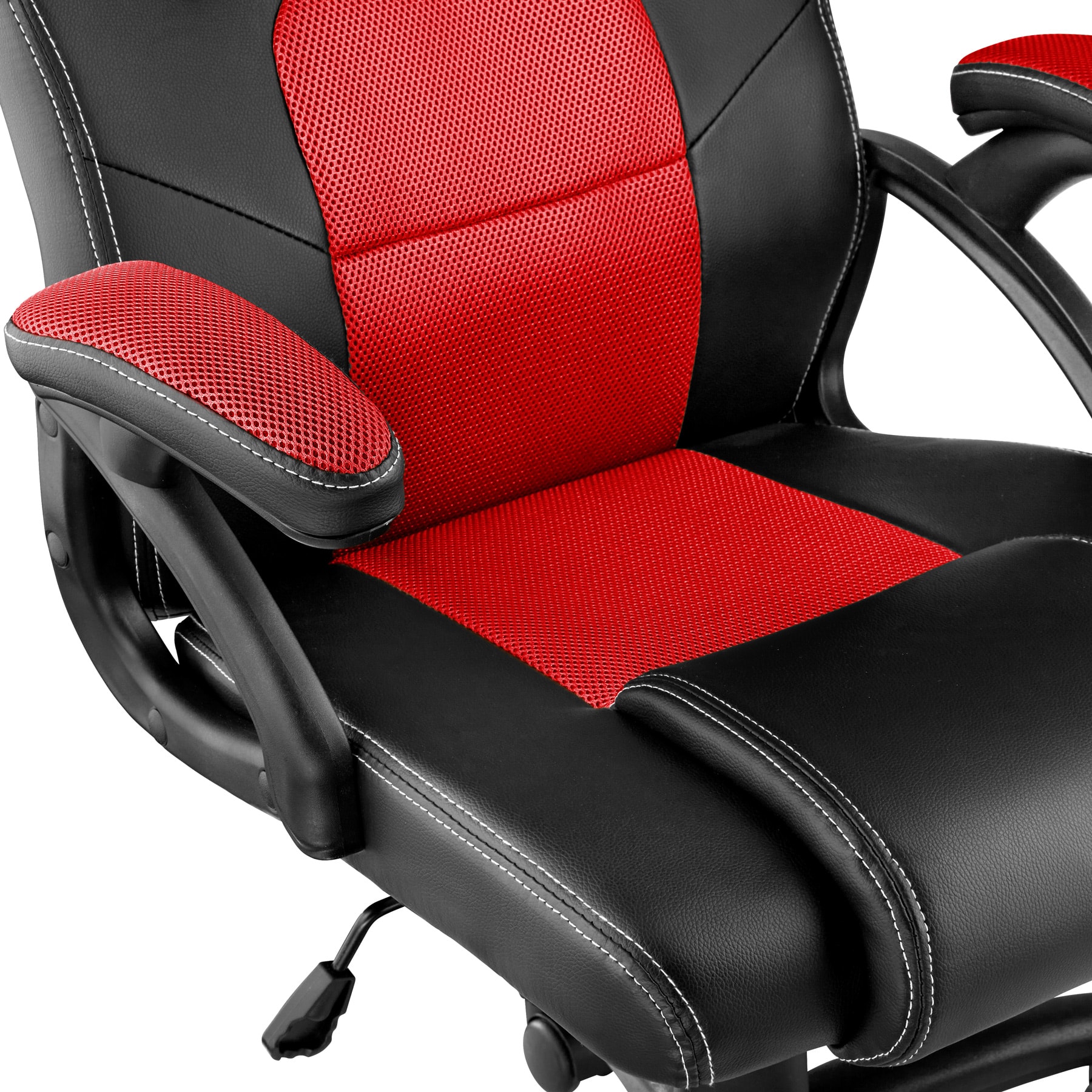 tectake® Bürostuhl, ergonomische Form, Kunstlederbezug mit Mesh-Gewebe, stufenlos höhenverstellbar
