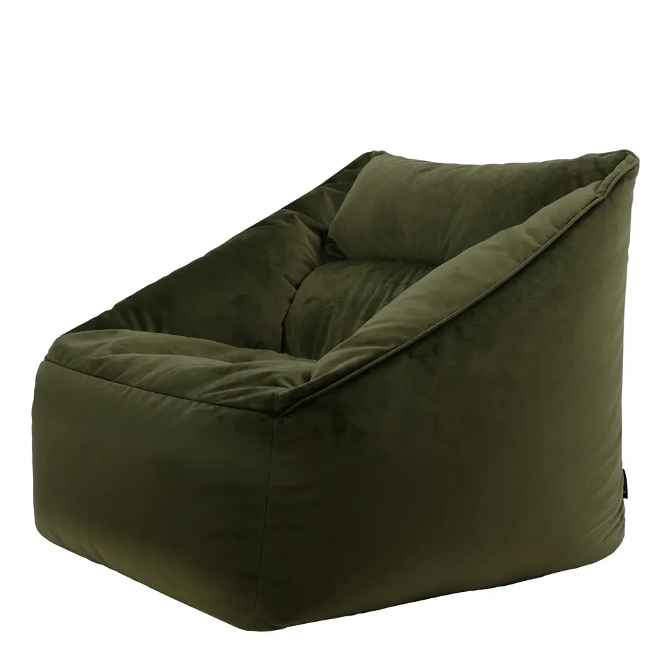 icon Zitzack Natalia - Fluwelen Zitzakfauteuil - Olijfgroen