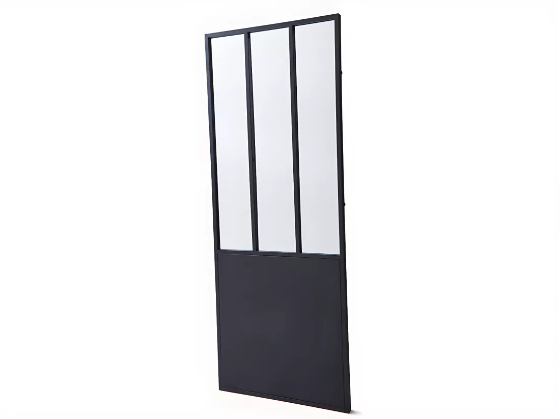 Miroir porte atelier industriel en métal EDIMBOURG - L. 70 x H. 180 cm - Noir