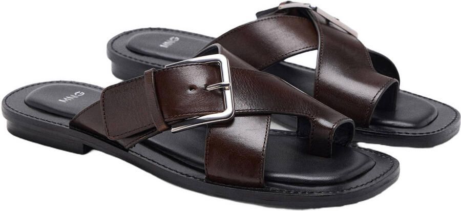 Mango leren slippers bordeaux
