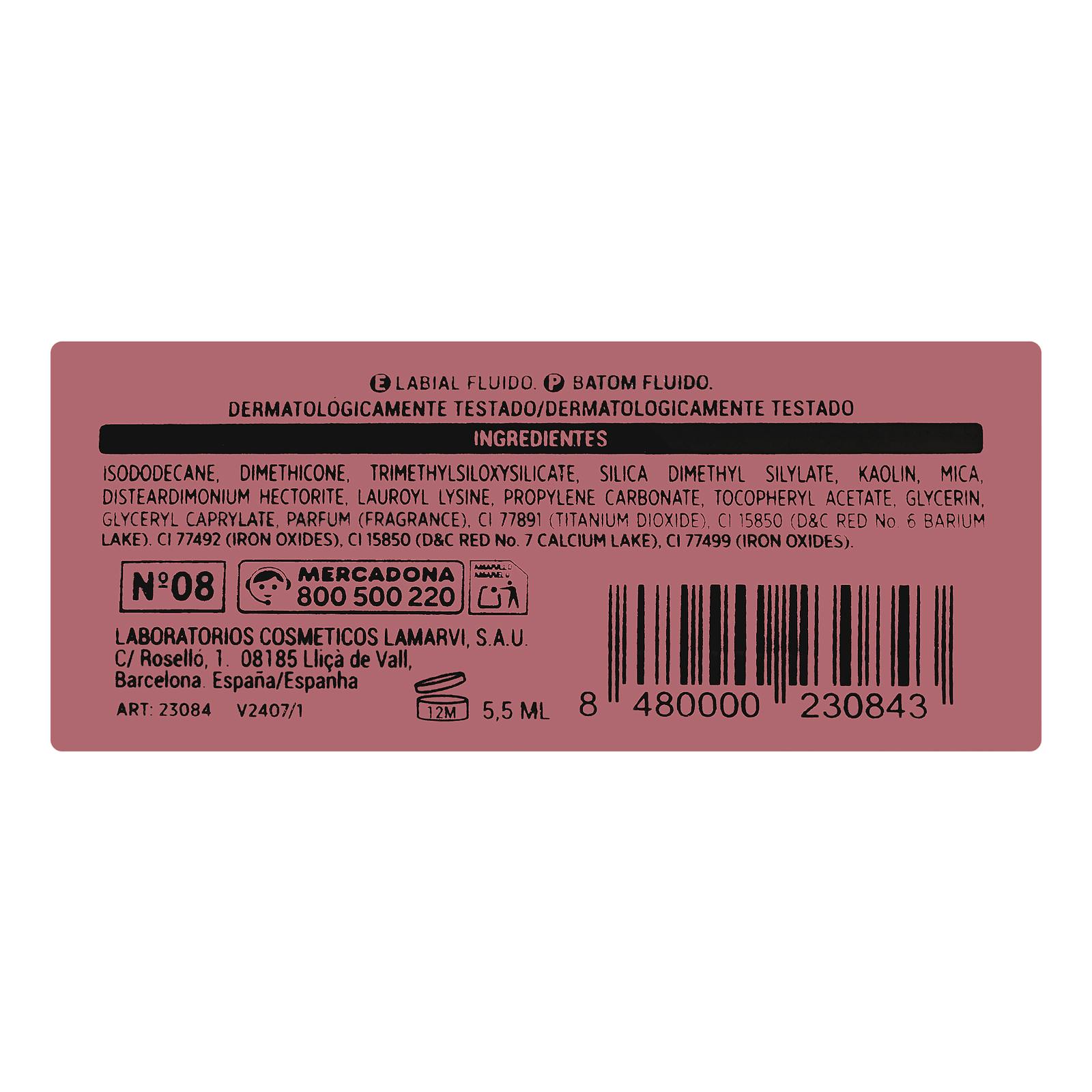 Rouge à lèvres fluide mat Deliplus 08 rose pâle