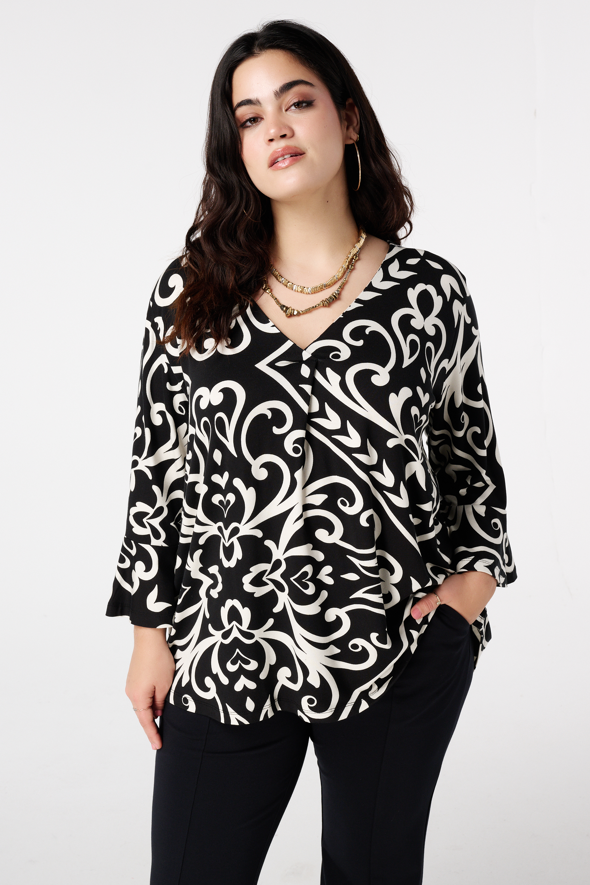 Top met paisleyprint Multi zwart-wit