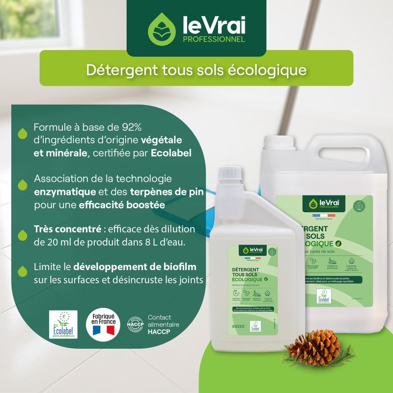 Détergent tous sols et multisurfaces pin des landes Le Vrai Professionnel- Bidon de 5 L