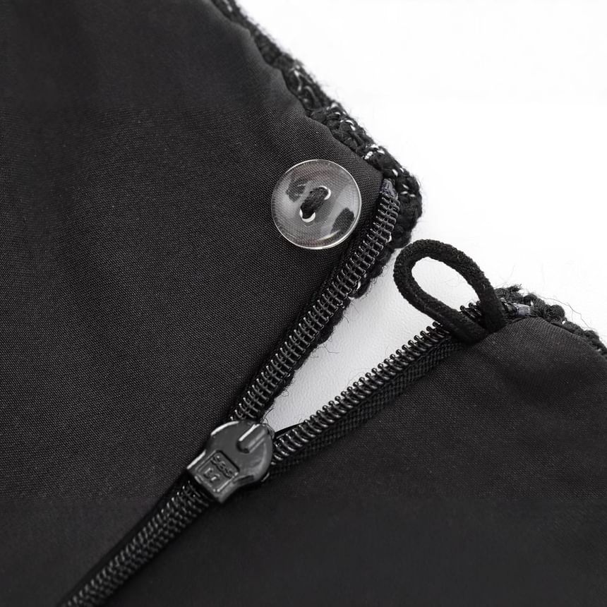 Sensarra - Tweed getextureerde romper met spaghettibandjes