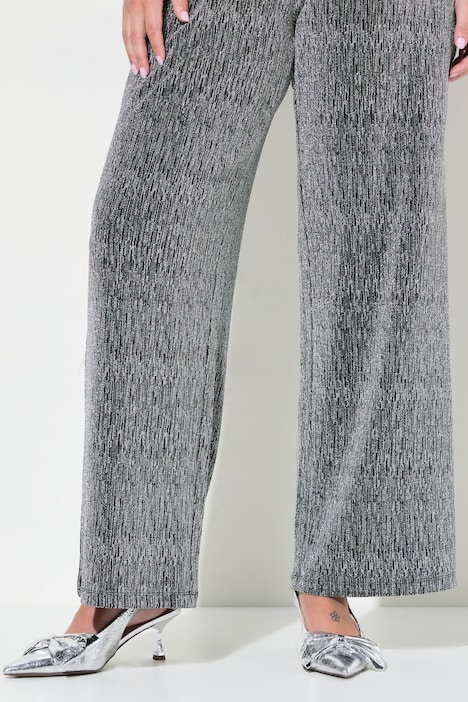 Hose, weites Bein, Glitzereffekt, Elastikbund