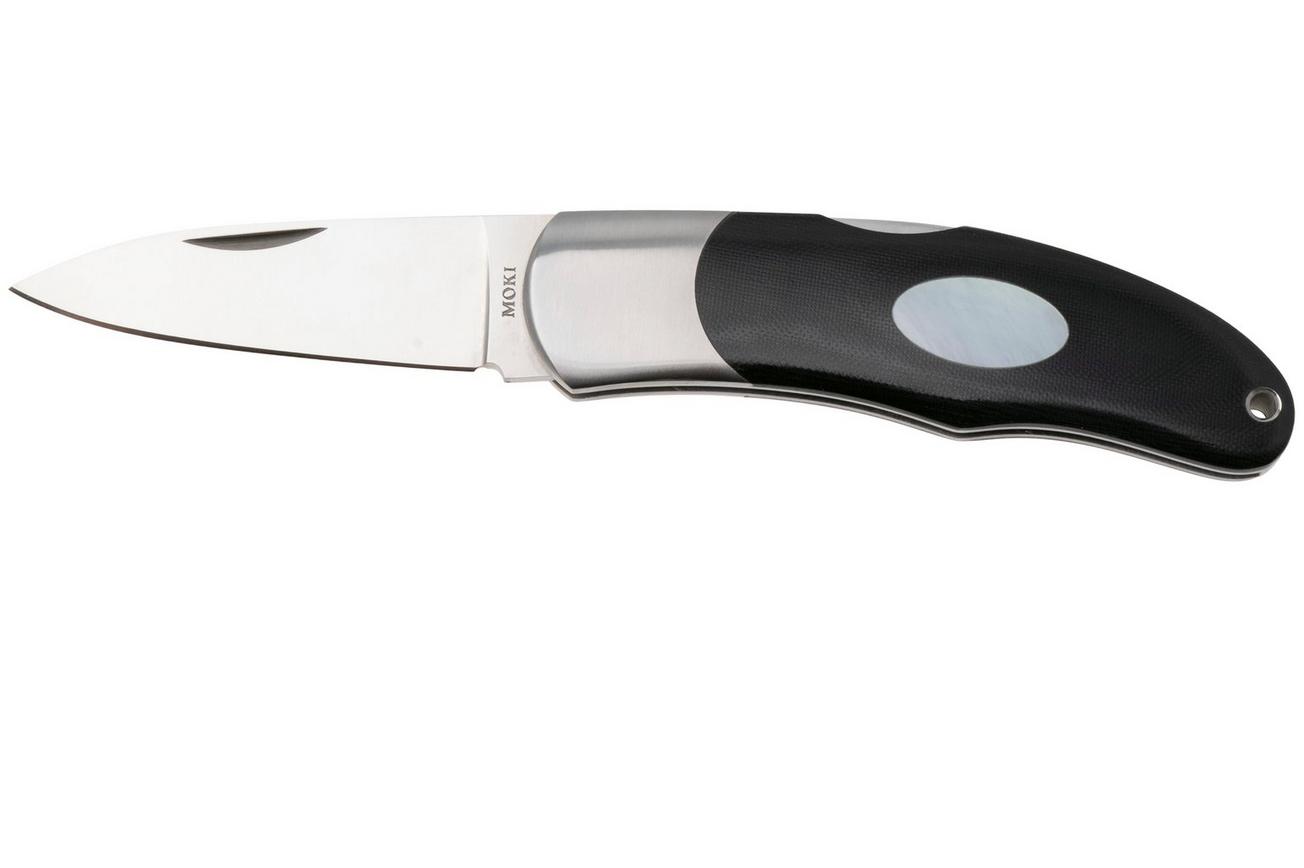 Moki Calliope Lockback 205ME Satin VG10, Black Micarta Pearl Inlay, zakmes