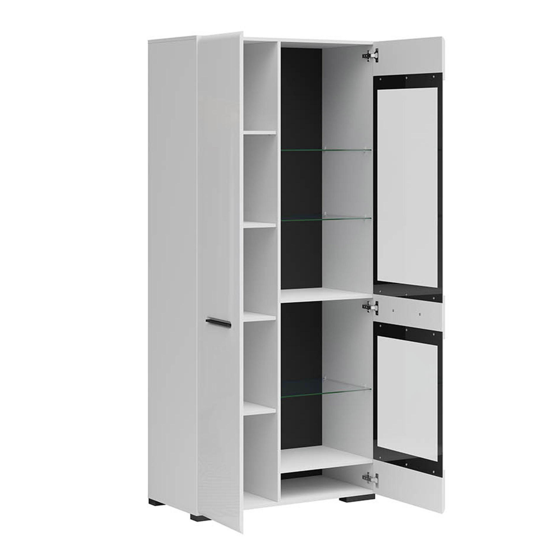 Vitrine - weiß Hochglanz - 2 Türen - 90 cm breit