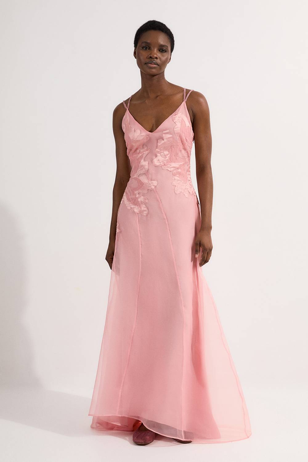 KarenMillen Robe maxi en satin avec appliqué tissé