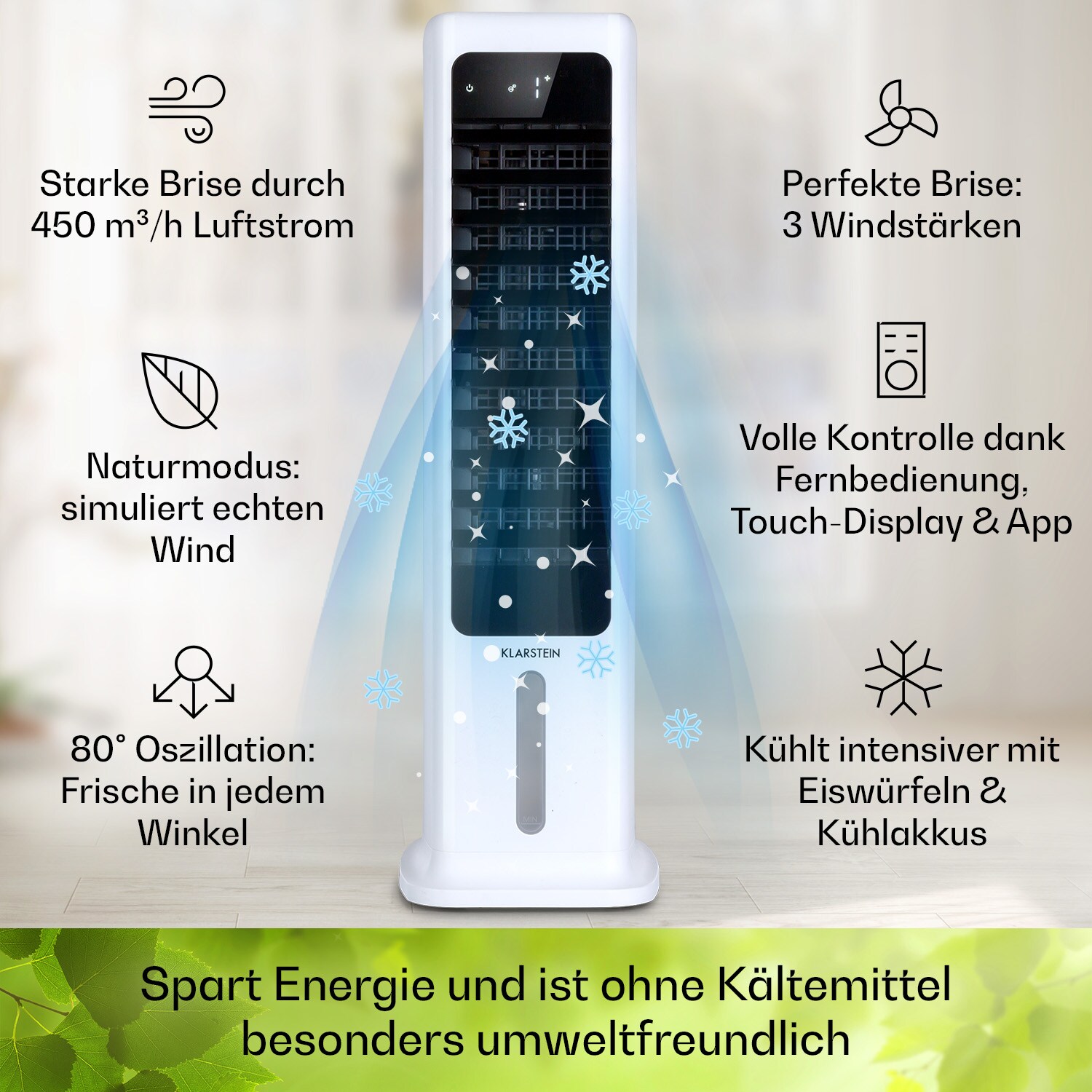 Skytower 360° Smart Luftkühler 60W 450 m³/h 6 Liter mobil