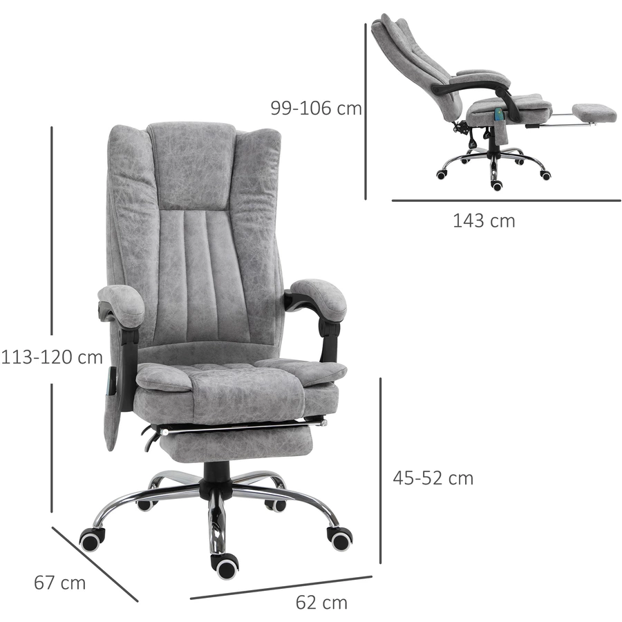 HOMCOM Bürostuhl mit Massage und Heizfunktion grau