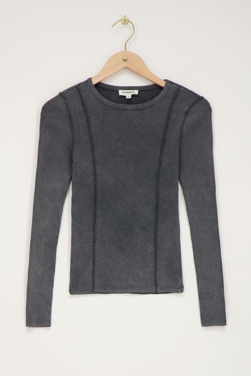 Grijze top met rib en babylock